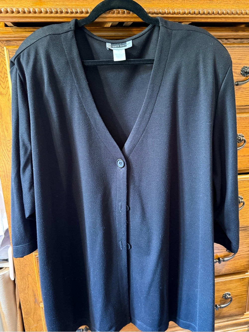 Maggie Barnes Black V-Neck Button Front Jacket